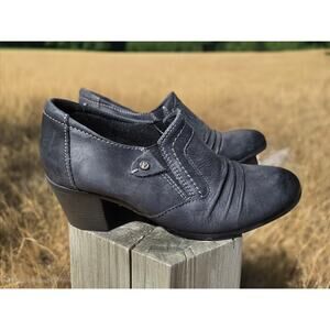 EARTH ORIGINS Women’s 6.5 M Kacie Black Leather Booties Shoes Clogs Slip-On